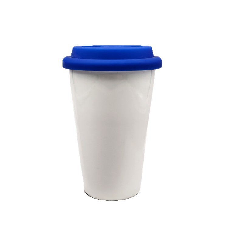 சிலிகான் மூடியுடன் கூடிய தனிப்பயன் 350ml செராமிக் டிராவல் குவளை